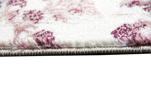 Edler Designer Teppich Moderner Teppich Wohnzimmer Teppich Patchwork Vintage Meliert Karo Muster in Lila Creme Grau Rosa Schwarz Größe 120x170 cm -