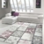 Edler Designer Teppich Moderner Teppich Wohnzimmer Teppich Patchwork Vintage Meliert Karo Muster in Lila Creme Grau Rosa Schwarz Größe 120x170 cm -