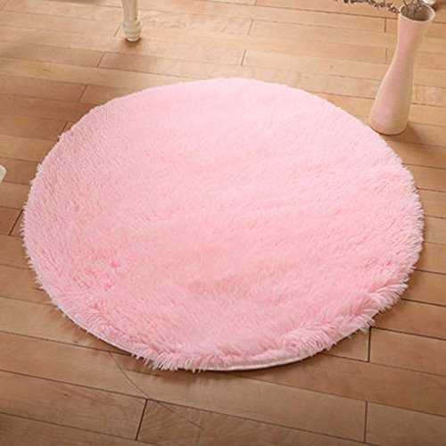 Flauschiger weicher Rund Teppich einfarbige kuschelige Fußmatte für Wohnzimmer Schlafzimmer Kinderzimmer Spielen und Yoga / Durchmesser: 40cm / mehrere attraktive Farben zur Auswahl - rosa -