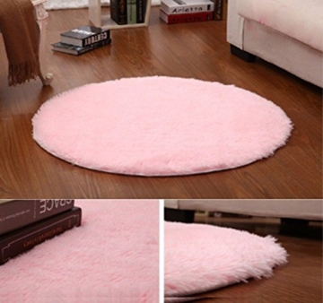 Flauschiger weicher Rund Teppich einfarbige kuschelige Fußmatte für Wohnzimmer Schlafzimmer Kinderzimmer Spielen und Yoga / Durchmesser: 40cm / mehrere attraktive Farben zur Auswahl - rosa - 
