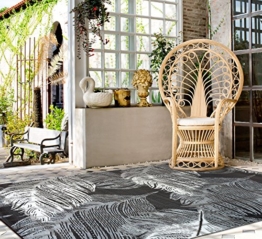 Green Decore 90 x 150 cm "Leaves" Wendbarer Öko-Teppich aus recyceltem Kunststoff (Plastik) für Innen und Außen / Federleicht, Kastanien-Braun / Beige - 1