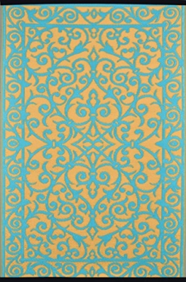 Grün Deko-wendbar-leicht Kunststoff Teppich Gala Safran  blau türkis – 3 X 5 ft (90 x 150 cm), safran/blau türkis - 1