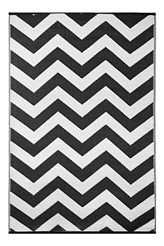 Grün Deko-wendbar-leicht Kunststoff Teppich Psychedelia schwarz  weiß – 3 x 5 ft (90 x 150 cm), schwarz/weiß - 1