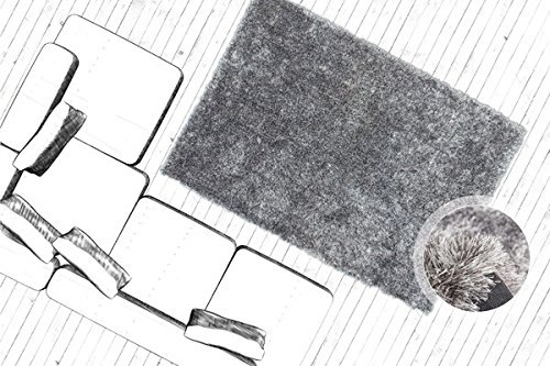 Handgefertigter Uni Hochflor Shaggy Teppich Lurex Moderne Teppiche Grau Weiß, Größe:120cm x 170cm -