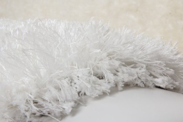 Handgefertigter Uni Hochflor Shaggy Teppich Lurex Moderne Teppiche Weiß SALE, Größe:80cm x 150cm - 