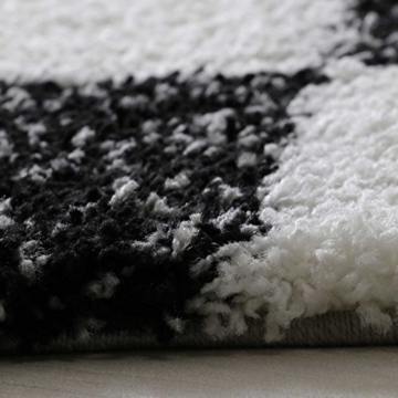Hochflor Shaggy Teppich kariert in versch. Farben und Größen Langflor Teppiche für Wohnzimmer und Jugendzimmer. (160 x 230 cm, Grau) - 