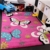 Kinder Teppich Schmetterling Design Grün Grau Schwarz Creme Pink, Grösse:80x150 cm -