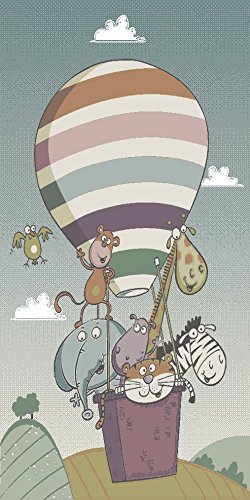 Kinderteppich Spielzimmer Kunterbund Zootiere Luftballon Verspielt Mehrfahrbig, Grösse:80x150 cm -