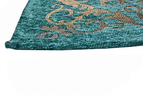 Moderner Teppich Designer Teppich Orientteppich Wohnzimmer Teppich mit Bordüre in Türkis Beige Größe 160x230 cm -