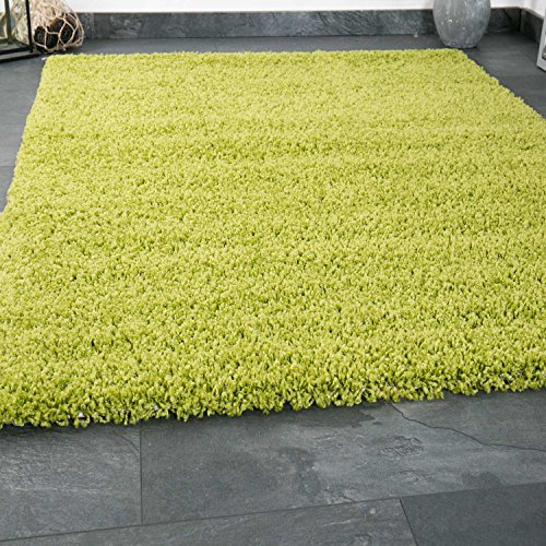 Prime Shaggy Teppich Grün Hochflor Langflor Teppiche Modern für Wohnzimmer Schlafzimmer Einfarbig - VIMODA, Maße:70x140 cm - 2