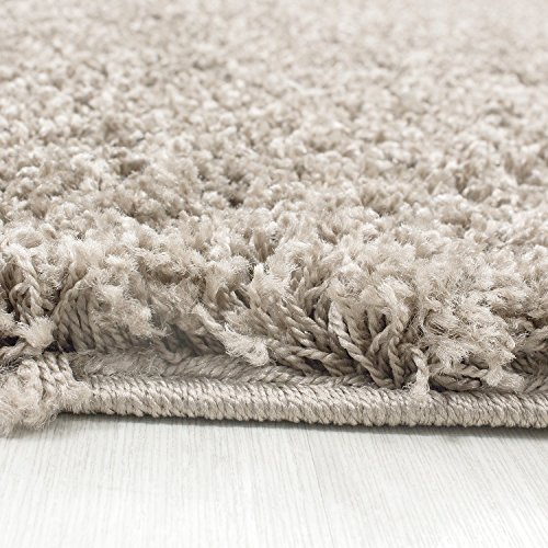 Shaggy Hochflor Langflor Teppich Wohnzimmer Carpet UNI Farben, Rechteck, Rund,. , Größe:80x150 cm, Farbe:Beige - 3