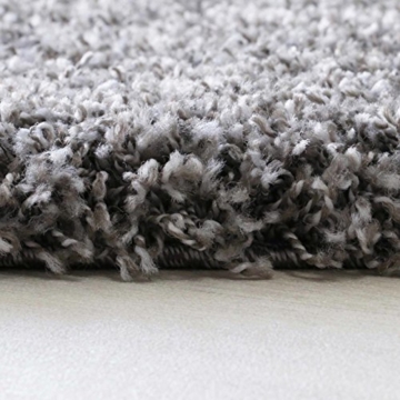 Shaggy Teppich Hochflor Langflor meliert in versch. Farben und Größen. Wohnzimmerteppiche 2-farbiger Doppelgarn (80 x 150 cm, Grau) - 