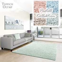 Shaggy-Teppich Pastell | Flauschige Hochflor Teppiche fürs Wohnzimmer, Esszimmer, Schlafzimmer oder Kinderzimmer | Einfarbig, Schadstoffgeprüft (Mint - 60x90 cm) - 1