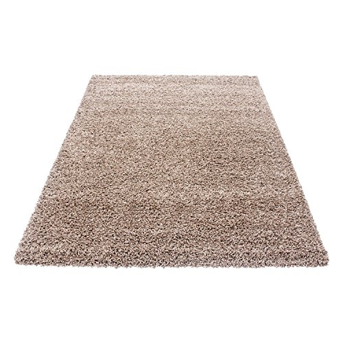 *Teppich* für Wohnzimmer günstig hochflor Shaggy Teppich mit verschiedenen Farben und Größen* Teppiche werden mit 100% PP Headset hergestellt. Gesamthöhe des Teppichs circa 30 mm. , Farbe:Beige, Größe:160x230 cm - 3