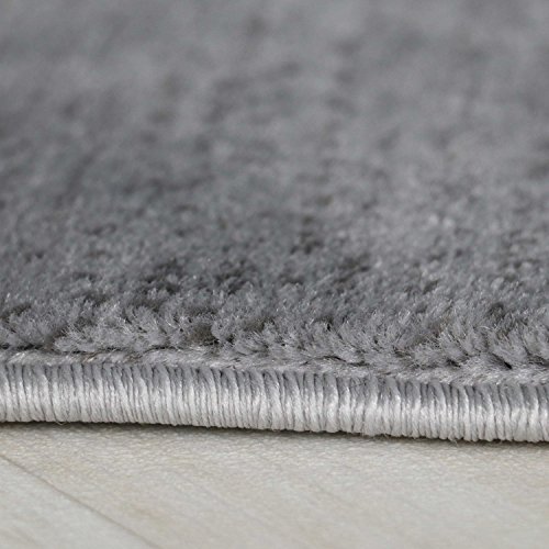 Teppich Kurzflor Modern in Silber Grau liniert mit grafischem Design in versch. Größen [Lena 302 Grau] (120 x 170 cm) -