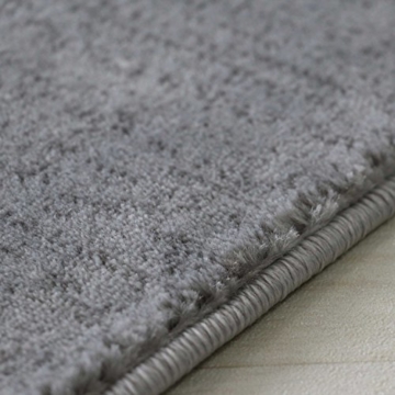 Teppich Kurzflor Modern in Silber Grau liniert mit grafischem Design in versch. Größen [Lena 302 Grau] (120 x 170 cm) - 
