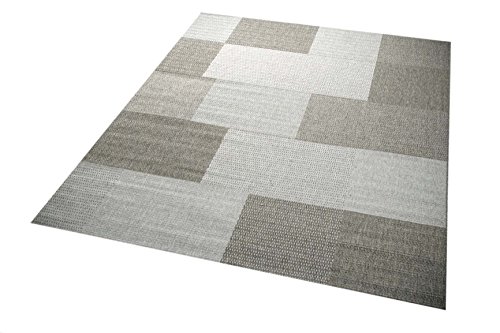 Teppich Modern Flachgewebe Kariert Sisal Optik Küchenteppich Küchenläufer Karo Design Grau Größe 60x110 cm - 2