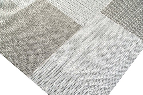 Teppich Modern Flachgewebe Kariert Sisal Optik Küchenteppich Küchenläufer Karo Design Grau Größe 60x110 cm - 3