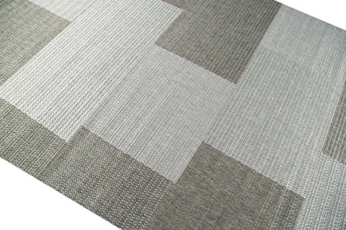 Teppich Modern Flachgewebe Kariert Sisal Optik Küchenteppich Küchenläufer Karo Design Grau Größe 60x110 cm - 4