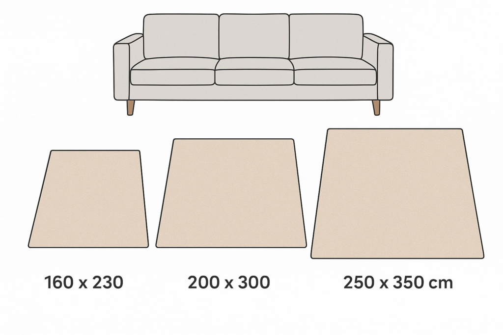 Größe für den Wohnzimmer Teppich